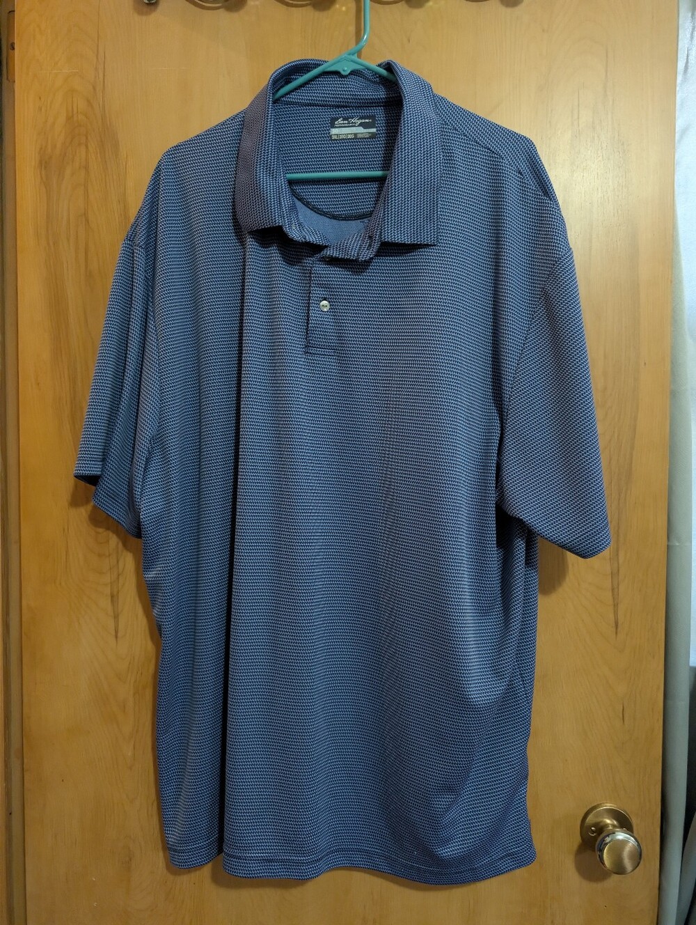 Ben Hogan Golf Polo Shirt Men's Size 3XL Blue Textured Performance Short Sleeve